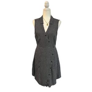 Vestido de cuadros vichy Tylho de Anthropologie, negro y blanco, talla M imagen 1