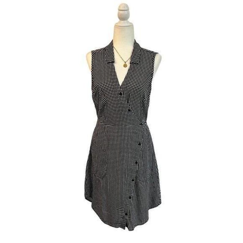 Vestido de cuadros vichy Tylho de Anthropologie, negro y blanco, talla M imagen 1