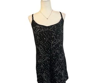 Vintage Barboteuse noire à sequins Année 2000 pailletée Stretch Club Party Festival XL