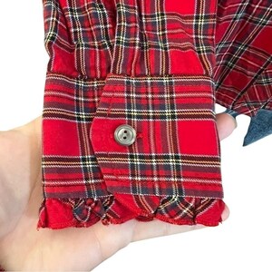 Pendleton Red Cotton Plaid Ruffle Front Western Button Down Shirt Petite P image 8