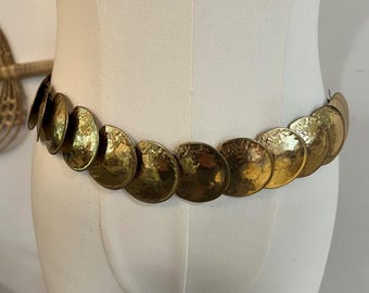 Vintage Gold Coin Belt Stretch Disc Medallion Boho Statement Waist Belt XL