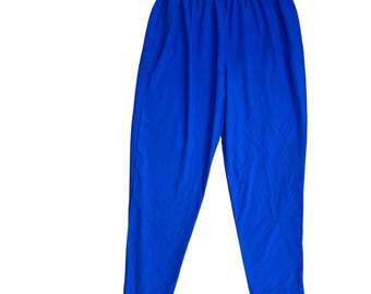 Pantaloni vintage blu cobalto con elastico in vita, affusolati, a vita alta, taglia USA, da donna, taglia 20