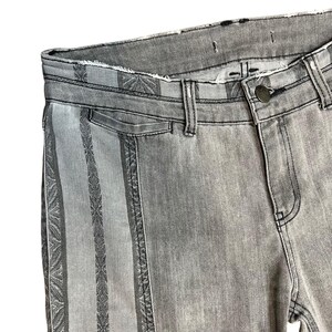 Free People Gray Embroidered Flare Jeans Low Rise Y2K Boho Festival XL image 5