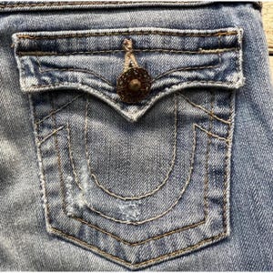 Vintage True Religion Blue Denim Joey Flare Jeans Y2K Low Rise Bootcut 10 image 6