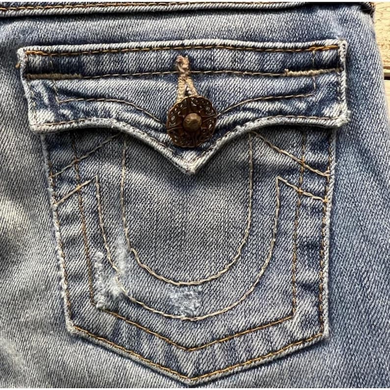 Vintage True Religion Blue Denim Joey Flare Jeans Y2K Low Rise Bootcut 10 image 6