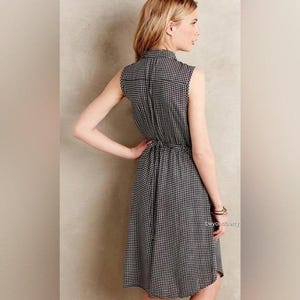 Vestido de cuadros vichy Tylho de Anthropologie, negro y blanco, talla M imagen 10