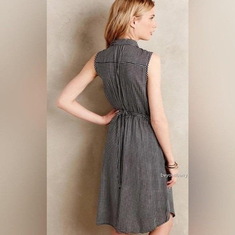 Vestido de cuadros vichy Tylho de Anthropologie, negro y blanco, talla M imagen 10