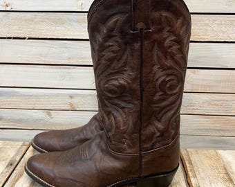 Vintage Justin 1564 Deerlite Western Cowboy Stövlar Brunt Läder 11.5D