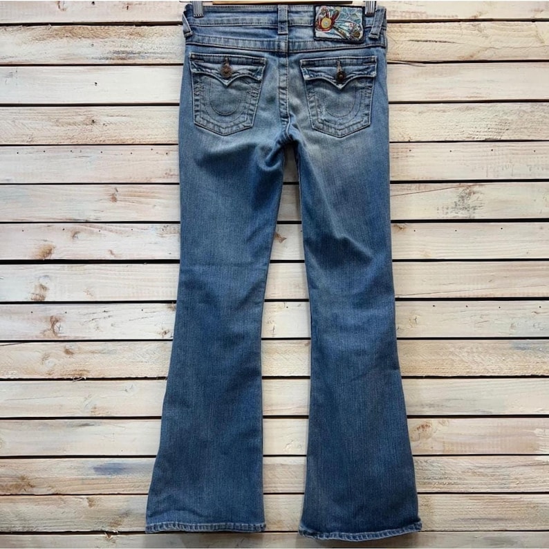 Vintage True Religion Blue Denim Joey Flare Jeans Y2K Low Rise Bootcut 10 image 3
