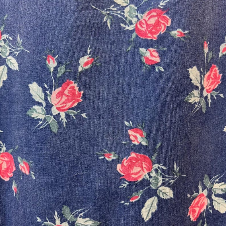 Liz Claiborne Blue Tencel Floral Rose Ruffle Hem Midi Skirt Cottagecore Size 10 image 4