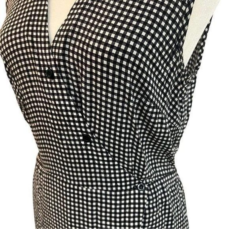 Vestido de cuadros vichy Tylho de Anthropologie, negro y blanco, talla M imagen 4