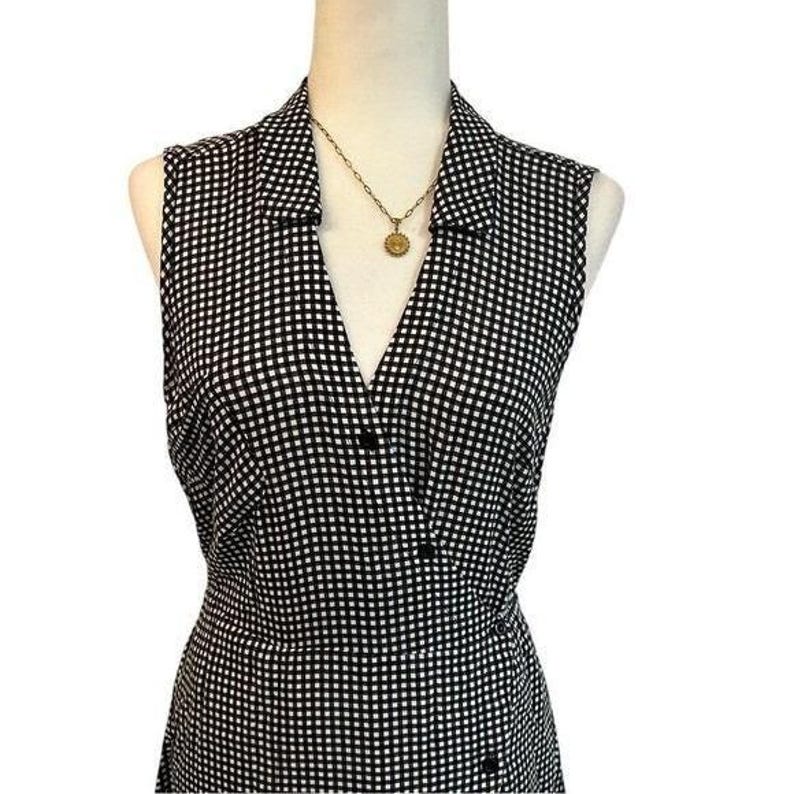 Vestido de cuadros vichy Tylho de Anthropologie, negro y blanco, talla M imagen 12