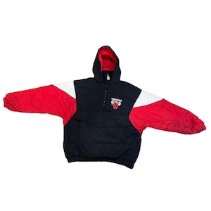 Vintage Logo 7 Black Chicago Bulls Puffer Jacket Kids XL Streetwear 18-20