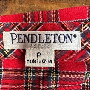 Pendleton Red Cotton Plaid Ruffle Front Western Button Down Shirt Petite P image 6