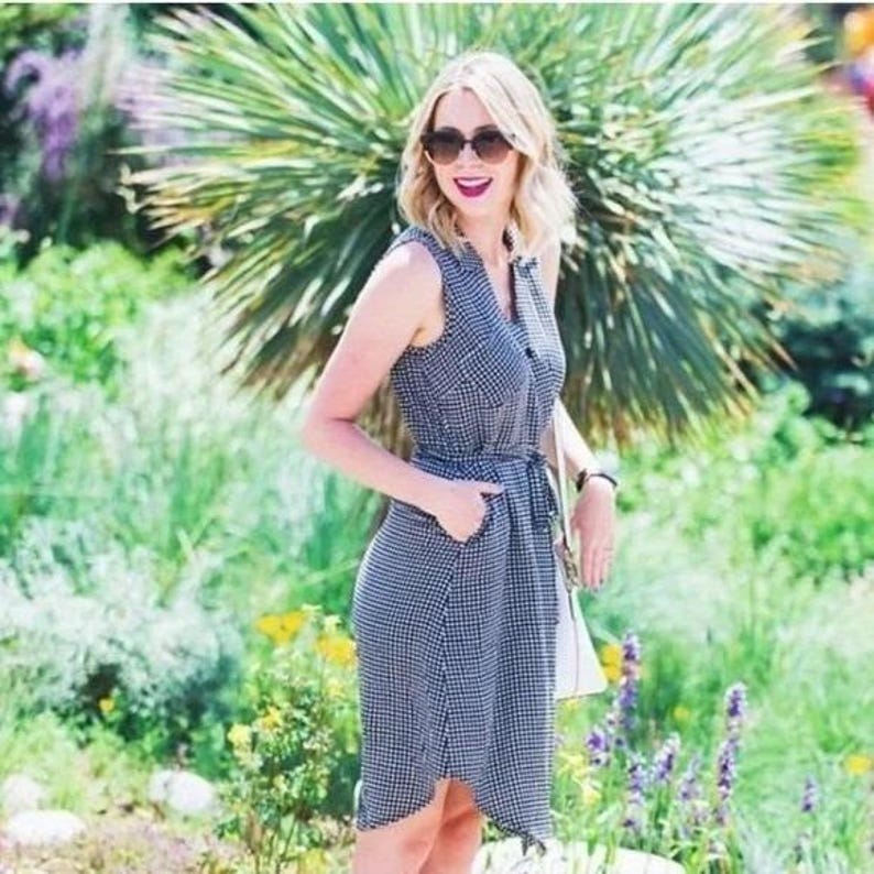 Vestido de cuadros vichy Tylho de Anthropologie, negro y blanco, talla M imagen 11