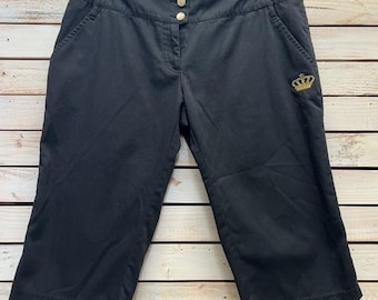 Adidas Missy Elliott Capri Track Pants Black Crown Logo Y2K Women M 38
