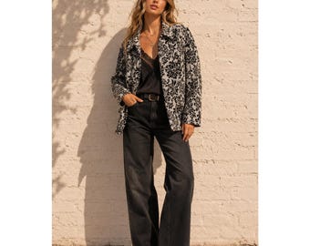 Vintage Alfred Dunner Tapestry Blazer Floral Jacquard Jacket Damask Size 12