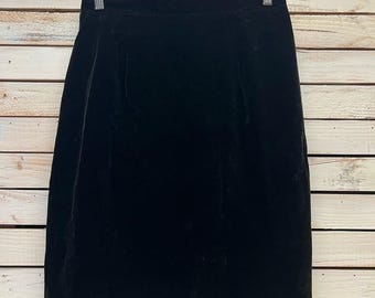 Minifalda vintage de terciopelo negro Allyson Petite, estilo gótico de los 90, Dark Academia P/L