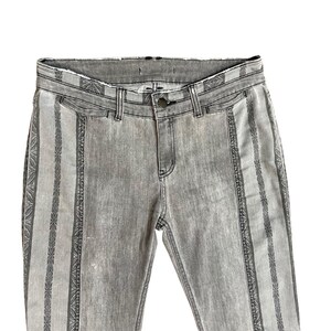 Free People Gray Embroidered Flare Jeans Low Rise Y2K Boho Festival XL image 2