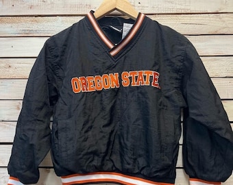 Chaqueta tipo jersey Puma vintage de los Oregon State Beavers para jóvenes, talla pequeña (8), color negro (OSU)