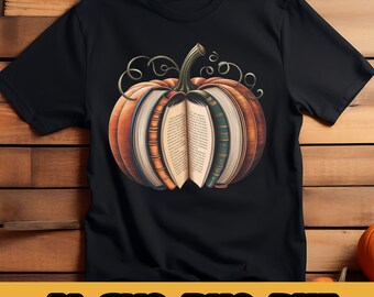 Pumpkin Reading Librarian PNG: Retro Fall Design (Digital Download)