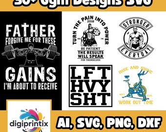 Workout SVG Bundle: Gym & Fitness Designs (Digital Download)
