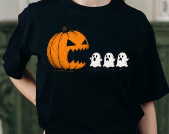 Spooky Season Halloween PNG: Pumpkin Chasing Ghost Shirt, Digital Download