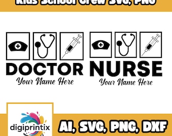Aangepaste verpleegkundige/dokter stethoscoop SVG: medisch ontwerp voor Cricut (digitale download)