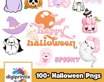 Retro Vintage Halloween PNG SVG Bundle: Spooky Cartoon Clipart