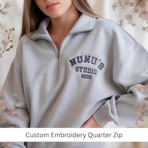 Custom Embroidered Quarter Zip Sweatshirt with Your Logo or Text – Personalized Name Quarter Zip for Men and Women