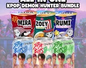 Kpop Demon Hunters Party Printable Set: Demon Hunters Birthday Bundle, Ramen Label, Ramyeon Label, Soda Can Label, Coloring Pages