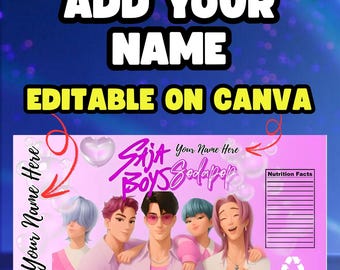 Saja Boys Soda Can Labels, Kpop Birthday Party Decor (Digital Download)