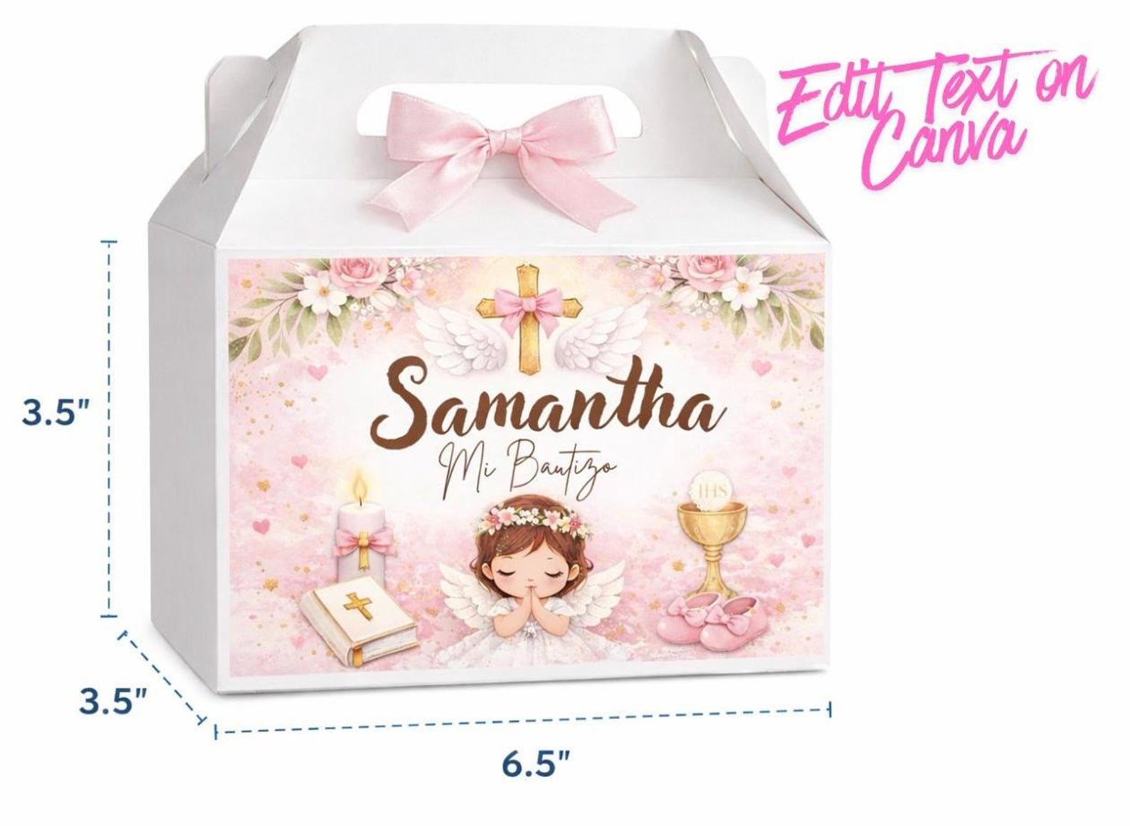 Editable Baptism Favor Box Label, Girl Christening Decor (canva ...