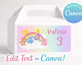 Care Bears Favor Box Template | Rainbow Birthday Party (Digital Download)