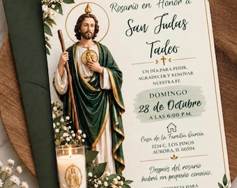 San Judas Tadeo Invitation Spanish, Editable Canva Template, Invitación San Judas Tadeo, Religious Celebration Digital Invite