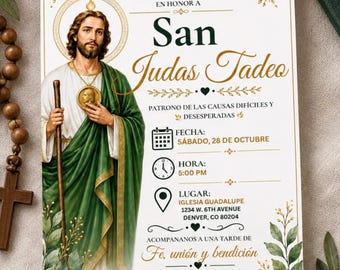 San Judas Tadeo Invitation Spanish, Editable Canva Template, Invitación San Judas Tadeo, Religious Celebration Digital Invite