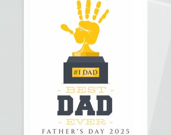 Father's Day Handprint Trophy | World's Best Dad Keepsake (PDF)