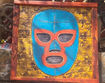 Luchador Mask large handmade wooden wall art, carved and handpainted (Made to order - Free Shipping)