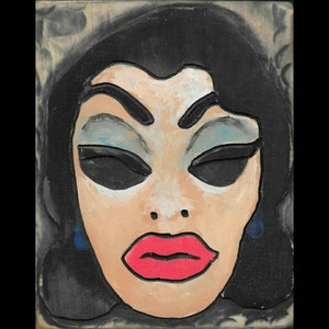 Vintage Halloween mask design, woman mask, handmade, wooden wall art, carved and painted (Made to Order - Free Shipping)