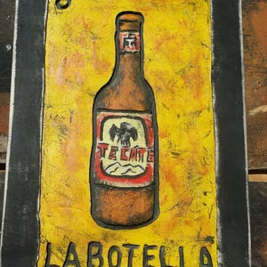 Lotería La Botella wooden wall art, handmade, carved and painted, Mexican decor, bar art Made to Order Free Shipping image 2