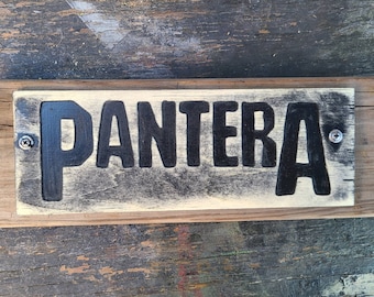 Pantera wooden wall art, handmade, custom wood decor, heavy metal band, thrash art (Made to Order - Free Shipping)