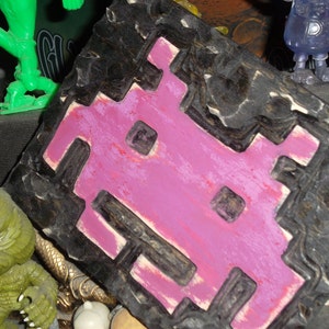 Space Invaders, wooden wall art, mancave decoration, retro video game, video game art (Free Shipping - Made to Order) image 3