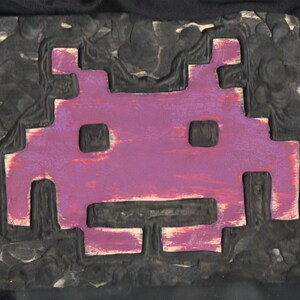 Space Invaders, wooden wall art, mancave decoration, retro video game, video game art (Free Shipping - Made to Order)