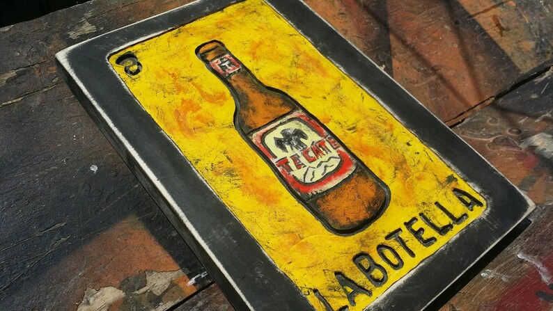 Lotería La Botella wooden wall art, handmade, carved and painted, Mexican decor, bar art Made to Order Free Shipping image 4