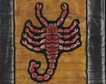 Scorpion handmade wooden wall art, El Alacran Loteria decor, carved and painted (Made to Order - Free Shipping)