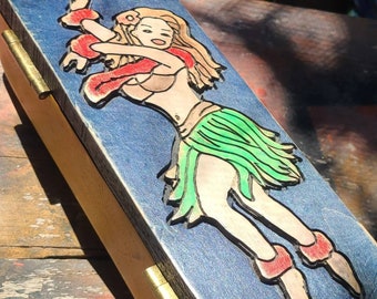 Hulu handmade wooden dancer wall art or box (Made to Order)