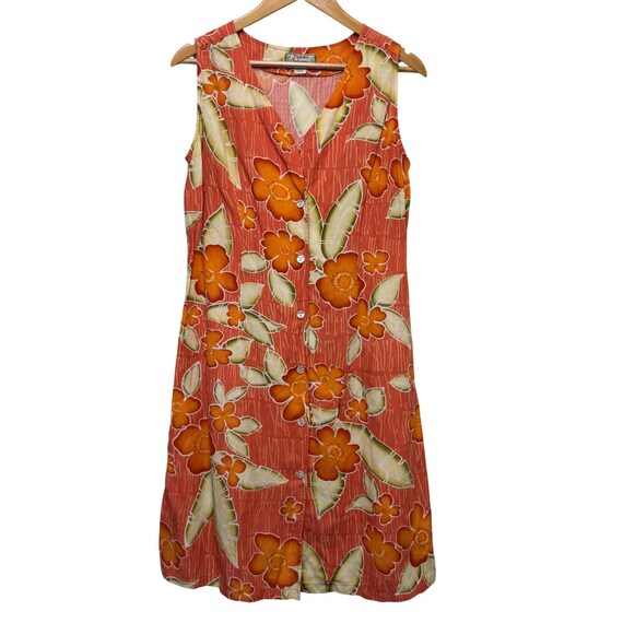 Tommy Bahama, Tommy Bahama Womens Shift Dress 8 Orange Floral Linen Tencel Tropical Resortwear