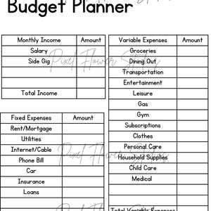 Printable Monthly Budget Planner, Income Expense Sheet, Digital Download, Finance Sheet PDF, Paycheck Planner, Monthly Expenses, Minimalist