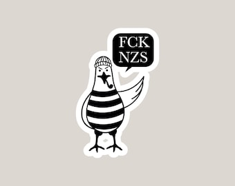 FCK NZS Sticker – Anti-fascist sticker, anti-Nazi sticker, statement sticker against the right wing, political sticker for laptop & car, seagull