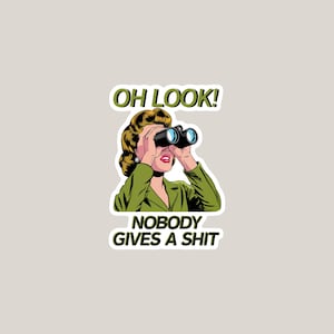 Oh Look Nobody Gives a Shit Sticker Funny Retro Pop Art Sticker Sarcastic Saying Sticker Funny Quote Laptop, Water Bottle, Journal